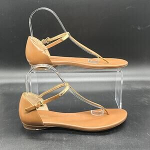 Michael KORS kristin thong flat sandal Womens 8 brown leather summer vacation